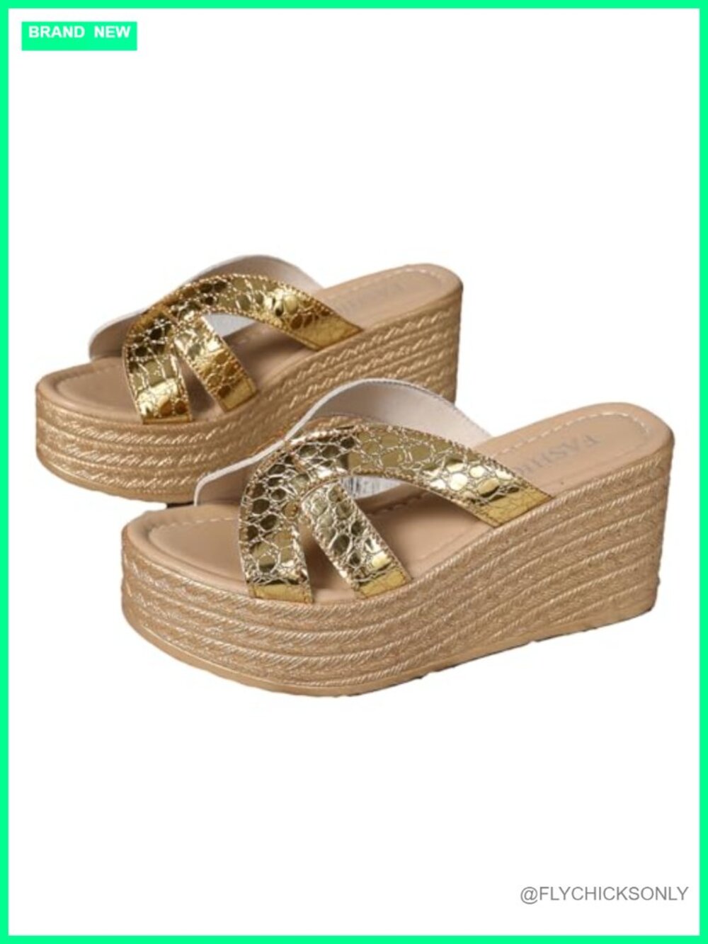 Womens Platform Wedge Sandals Slip On Open Toe PU Comfort Walking Shoe